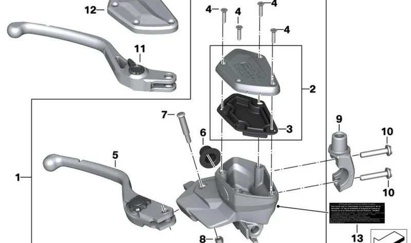 Abrazadera de sujeción derecha OEM 32728548506 para motos BMW R 1200 RT, R 1250 RT. Original BMW Motorrad.