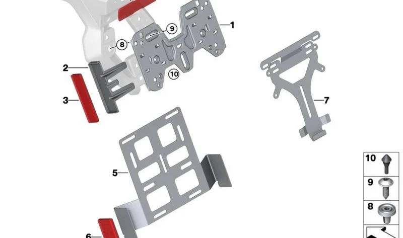 Adaptador de placa de matrícula OEM 63148564665 para motos BMW R1200GS, R1250GS, S1000RR, F850GS, R nineT... y más. Original BMW Motorrad.