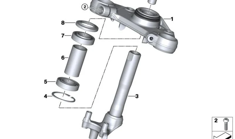 Puente de horquilla superior delantero OEM 31427924206 para motos BMW R 1300 GS, R 1300 GS Adventure, R 1300 RT. Original BMW Motorrad.