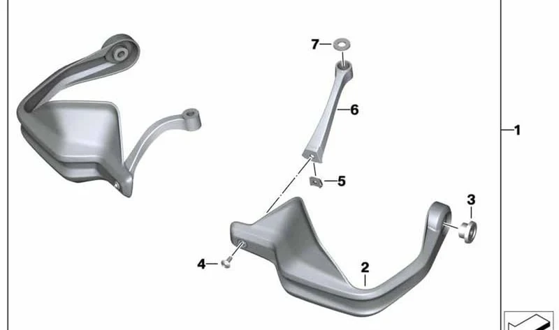 Protección de mano derecho OEM 32718563804 para motos BMW F 750 GS, F 850 GS, F 900 R, F 900 XR... y más. Original BMW Motorrad.