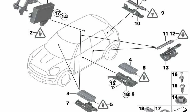 Soporte mecanismo de mando PGS OEM 61352752518 para MINI R56, R56 LCI, Clubman R55, Clubman R55 LCI. Original MINI.