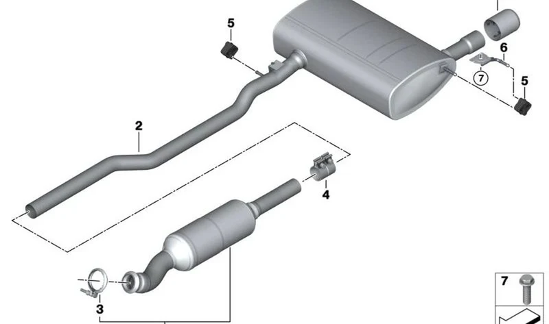 Silenciador adicional trasero OEM 18308687487 para MINI F55, F55 LCI. Original MINI.