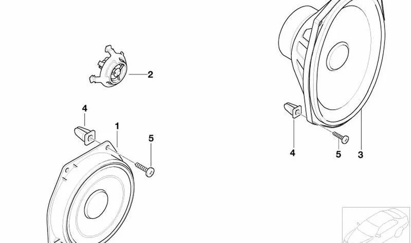 Altavoz para tonos agudos delantero OEM 65139143242 para MINI R50, R53, Cabrio R52. Original MINI.