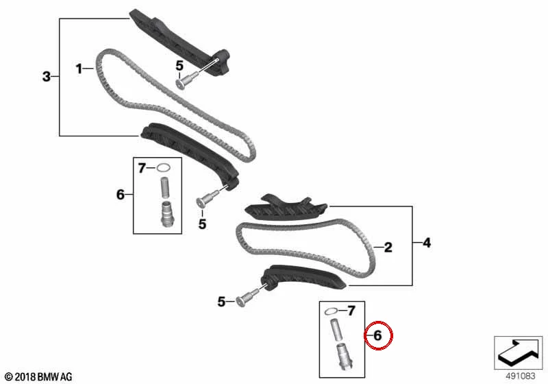Juego tensor de cadena izquierda OEM 11317108586 para motos BMW R 1250 GS, R 1250 RT, R 1250 R... y más. Original BMW Motorrad.