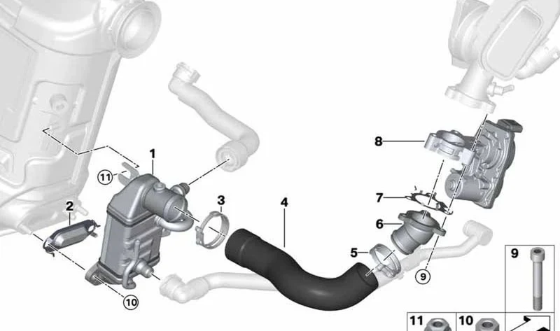 Radiador de gases de escape baja presión OEM 11718576809 para MINI F56, F55, Clubman F54, Countryman F60... y más. Original MINI.