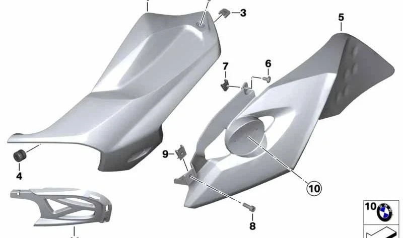 Soporte plaquita derecha OEM 46637713502 para BMW Motorrad K1300R, K1200R y más. Original BMW Motorrad.