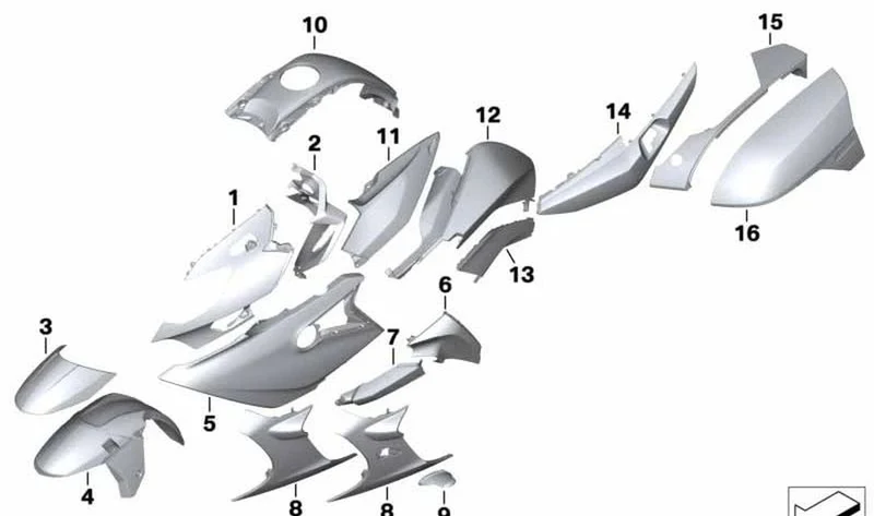 Cubierta del depósito derecha abajo OEM 46618409996 para BMW K1600GT, K1600GTL (09/2015 - 07/2021). Original BMW Motorrad.