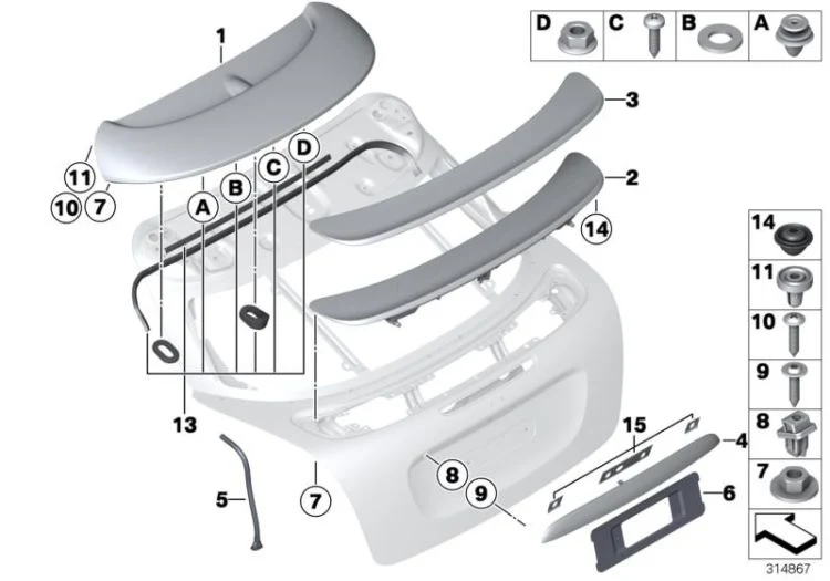 Spoiler trasero imprimado activo OEM 51627400288 para MINI R56, R58, Cooper S... y más. Original MINI.