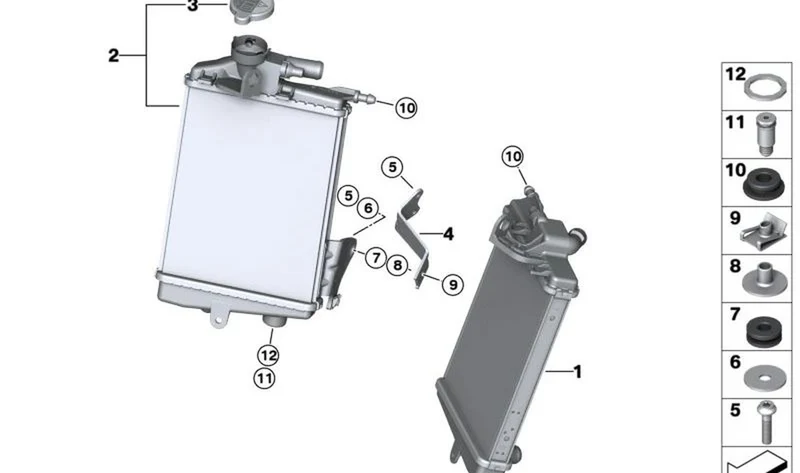 Soporte de radiador izquierdo OEM 17111542243 para motos BMW R1300GS, R1300GS Adventure... y más. Original BMW Motorrad.