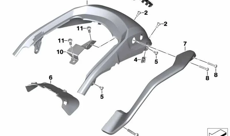 Soporte asidero para acompañante derecho OEM 46548358206 para motos BMW K1600 Bagger. Original BMW Motorrad.