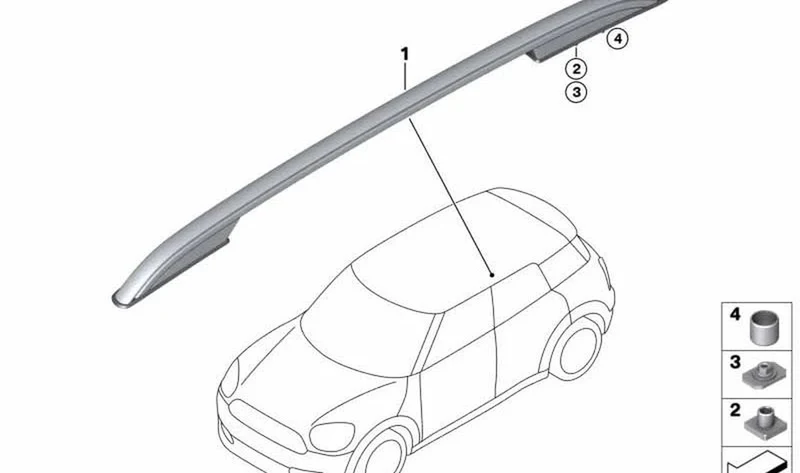 Barandilla de techo negra izquierda OEM 51137363313 para MINI Clubman F54, F54 LCI. Original MINI.