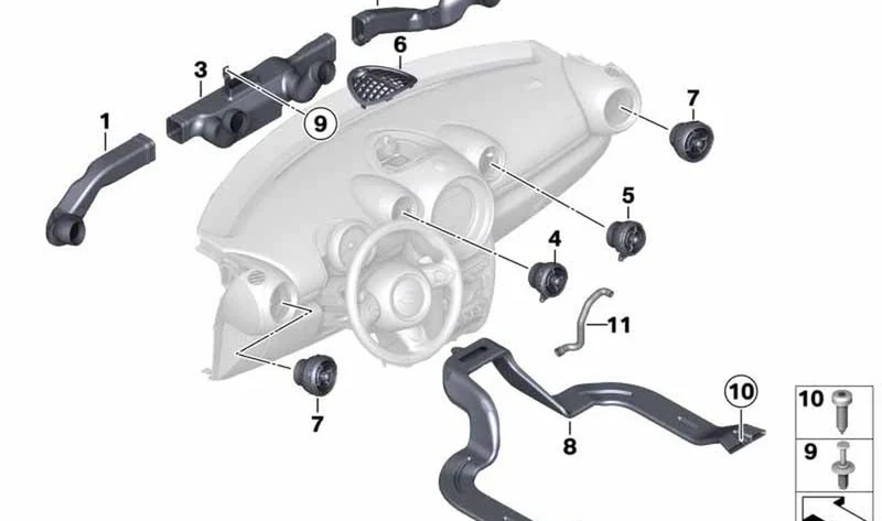 Tubo de salida centro izquierdo OEM 64229813049 para MINI Countryman R60, Paceman R61. Original MINI.