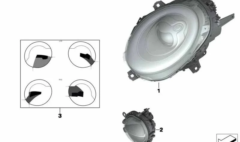 Faro LED derecho OEM 63117383214 para MINI F56, F55, Clubman F54, Cabrio F57. Original MINI.