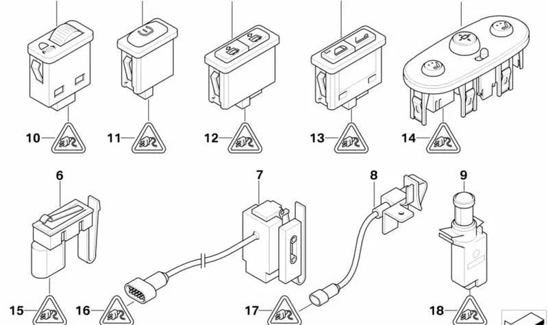 Interruptor alzacristales trasero OEM 61316974301 para MINI Cabrio R52, Cooper R50, Cooper S R53... y más. Original MINI.