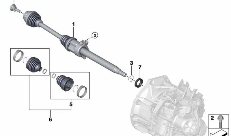 Juego de fuelle interior/exterior OEM 31608618554 para MINI F55, F56, Cabrio F57. Original MINI.