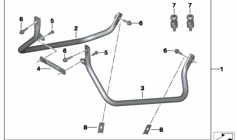 Cuña juego portamaletas OEM 77428526190 para motos BMW G 650 GS, G 650 GS Sertão. Original BMW Motorrad.