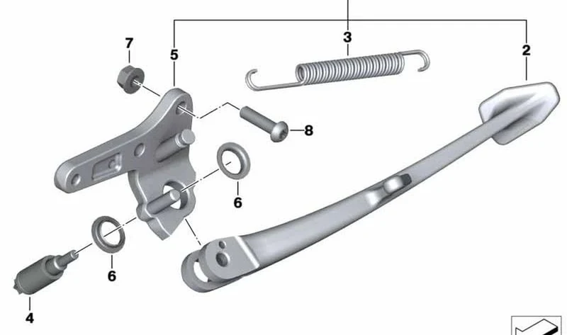 Soporte para apoyo lateral OEM 46537677057 para motos BMW K 1200 GT, K 1300 GT. Original BMW Motorrad.