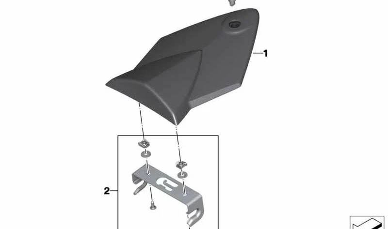 Kit de montaje cubierta del saliente OEM 77318520252 para BMW Motorrad K42 HP4, K46 S 1000 RR, K47 S 1000 R. Original BMW Motorrad.