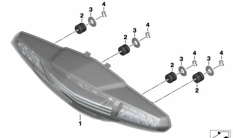 Combinación de luces traseras LED OEM 63218525446 para motos BMW K1600GT, K1600GTL, C650GT. Original BMW Motorrad.