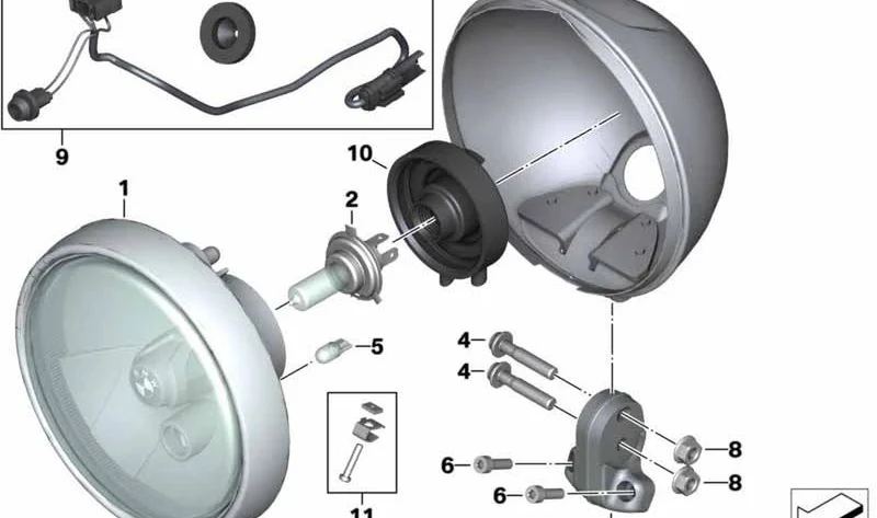 Carcasa de faro monolito OEM 63128557183 para BMW Motorrad R nineT Scrambler (K23) 2016-2020. Original BMW Motorrad.