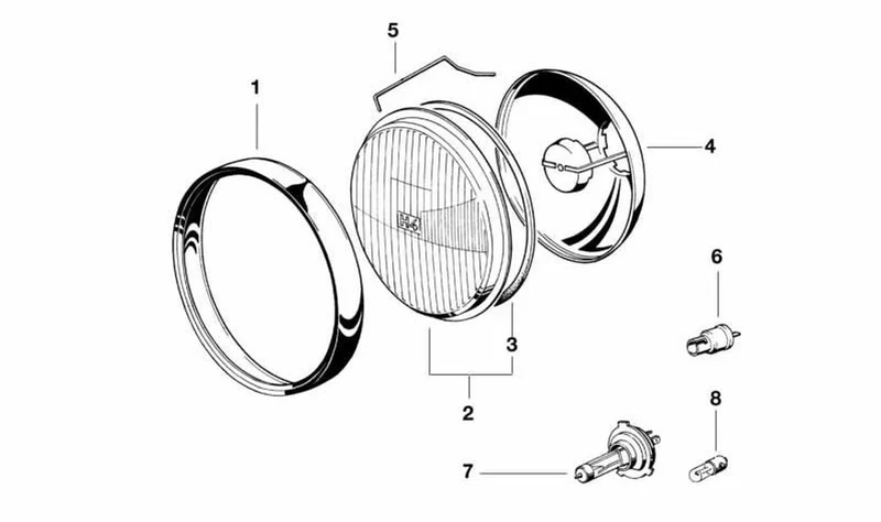 Juego de piezas de montaje de cristal dispersor OEM 63121243541 para motos BMW R 80 ST, R 45, R 65LS, R 1100 R, R 850 R. Original BMW Motorrad.