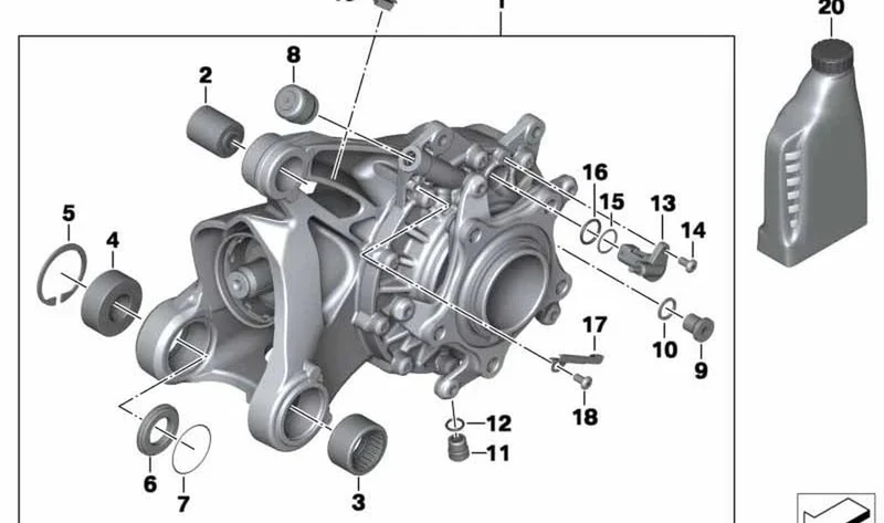 Engranaje angular trasero asphaltgrau OEM 33118536203 para BMW Motorrad R1200RT (K26). Original BMW Motorrad.