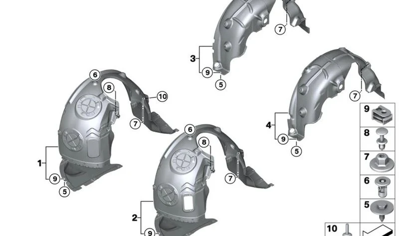 Recubrimiento cubrerueda delantero derecho OEM 51717387858 para MINI Cabrio F57. Original MINI.