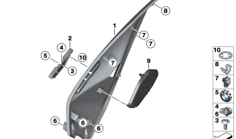 Revestimiento lateral izquierdo OEM 46637105287 para motos BMW C400GT, C400X, C650GT... y más. Original BMW Motorrad.