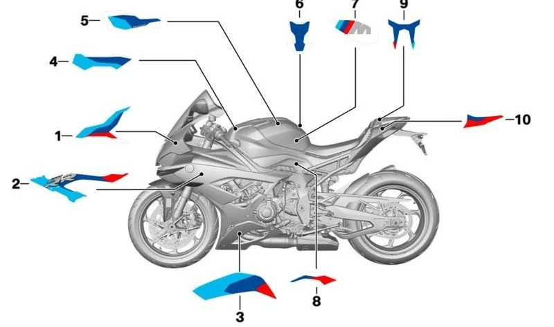 Cubierta del saliente decorativa OEM 51149830080 para BMW Motorrad M 1000 RR (K66). Original BMW Motorrad.