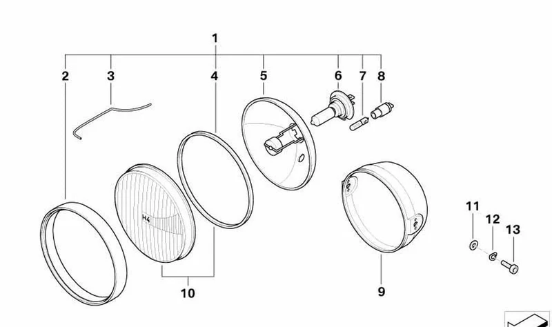 Reflector delantero OEM 63122306902 para motos BMW R850R, R1150R, R850C, R1200C... y más. Original BMW Motorrad.