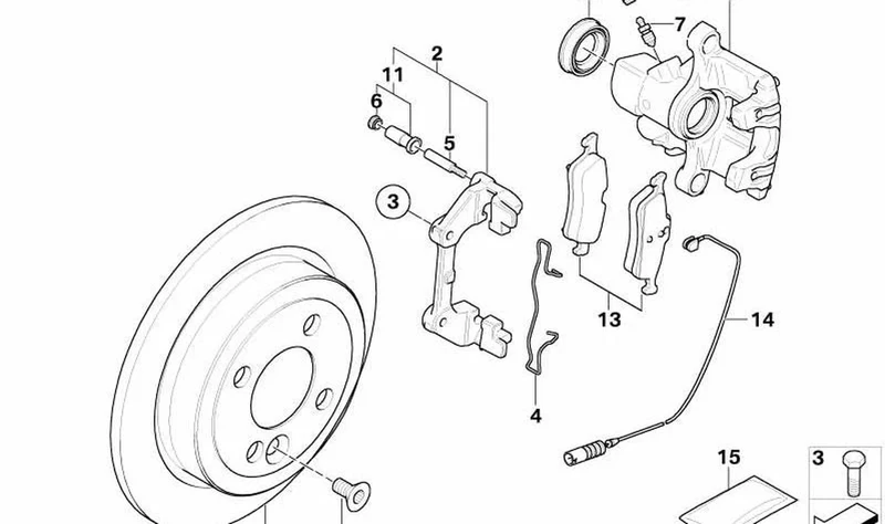 Caja para silla de freno trasero derecho OEM 34216763730 para MINI R50, R53, Cabrio R52. Original MINI.