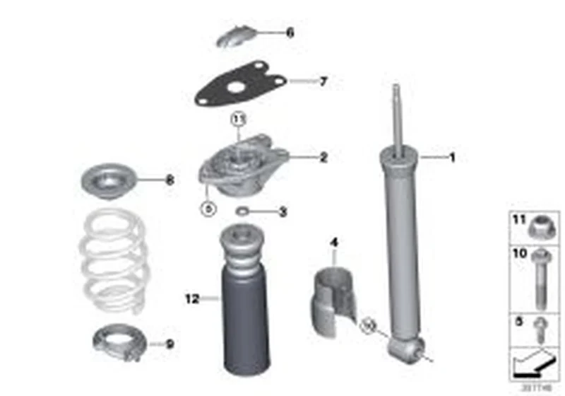 Amortiguador trasero OEM 33526888423 para MINI Countryman F60, F60 LCI. Original MINI.