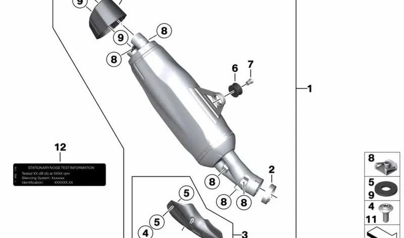 Silenciador deportivo OEM 77115A791A8 para motos BMW R 1250 GS, R 1250 GS Adventure, R 1200 GS... y más. Original BMW Motorrad.
