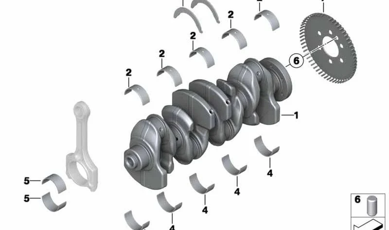 Semicojinete naranja OEM 11217585455 para MINI R56, R56 LCI, Clubman R55, Cabrio R57, Coupé R58, Roadster R59, Countryman R60, Paceman R61... y más. Original MINI.