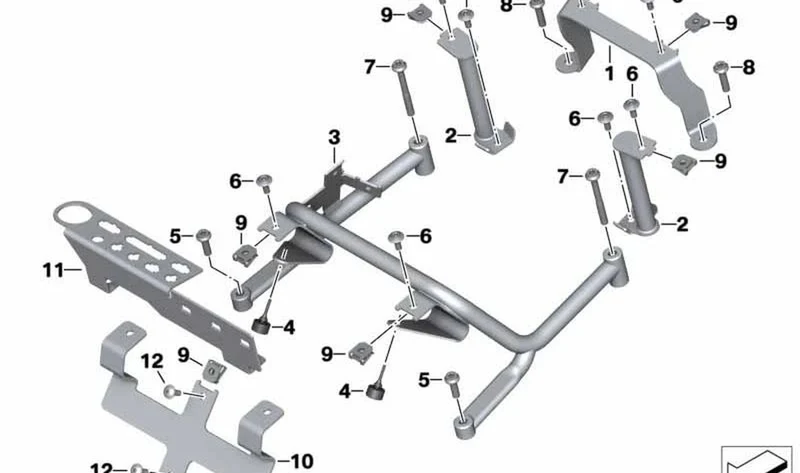 Soporte caja de radio delantero OEM 46548548470 para motos BMW R1200RT, R1250RT. Original BMW Motorrad.