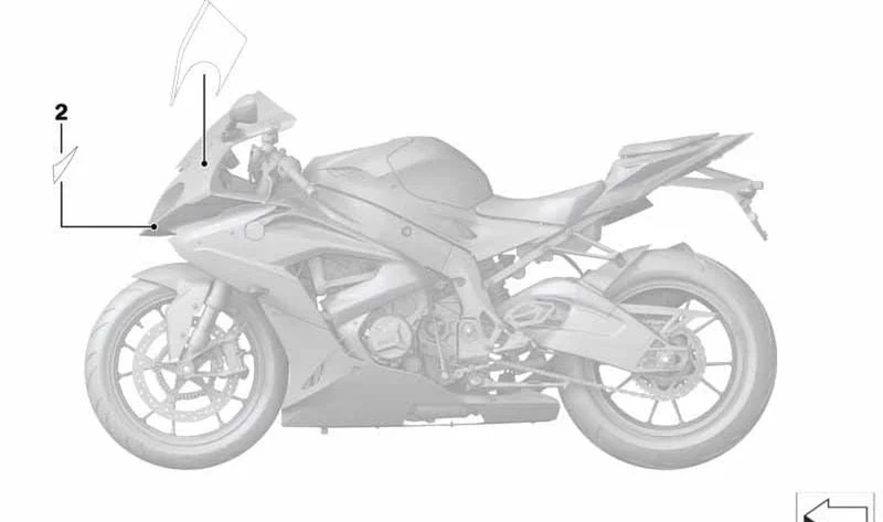 Etiqueta adhesiva superior revestimiento izquierdo OEM 51148551915 para BMW Motorrad S 1000 RR (K46, 2014-2016). Original BMW Motorrad.