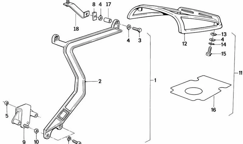 Portaequipajes trasero OEM 46542303558 para motos BMW K75, K75 RT, K75 S. Original BMW Motorrad.