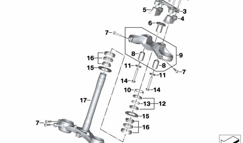 Bloque de fijación inferior derecho OEM 31428404636 para motos BMW S 1000 XR (K69). Original BMW Motorrad.