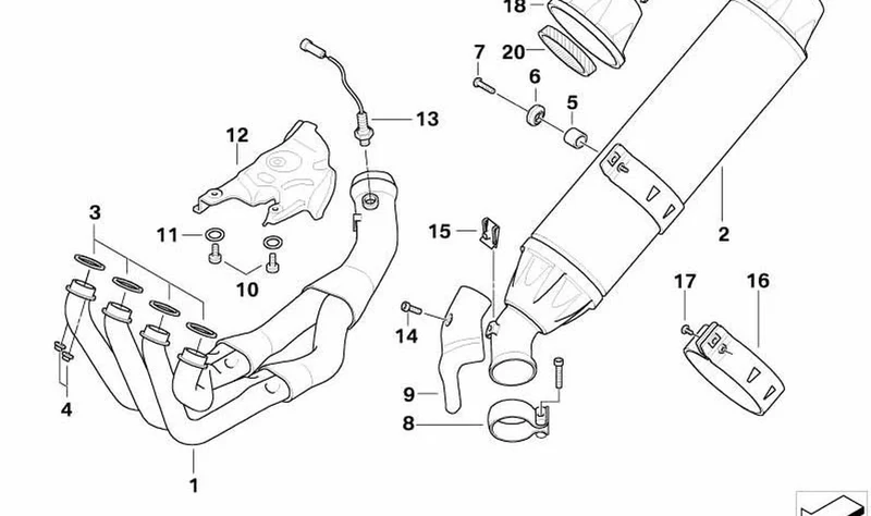 Caperuza de silenciador trasera OEM 18127672773 para motos BMW K1200S, K1200R, K1300GT... y más. Original BMW Motorrad.