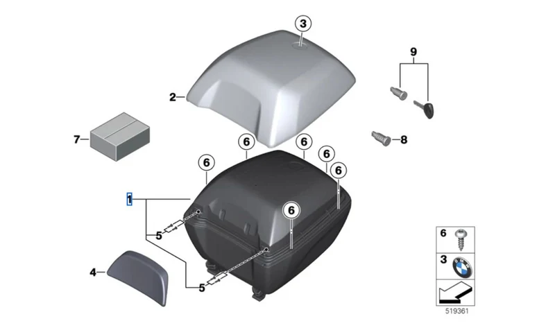 Topcase 30L OEM 77439829379 para motos BMW R 1200 R, R 1250 R, S 1000 XR, F 900 R, C 400 GT... y más. Original BMW Motorrad.