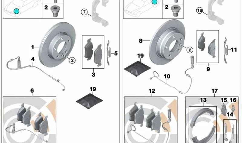 Disco de freno delantero ventilado OEM 34116779467 para BMW Serie 5 E60, E61, Serie 6 E63, E64... y más. Original BMW.