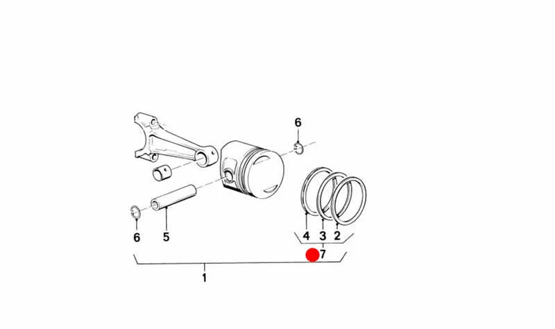 Juego de reparación de segmentos de pistones OEM 11251460994 para BMW Motorrad K75, K100, K100RS, K100RT. Original BMW Motorrad.