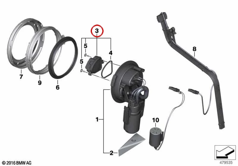 Bomba de gasolina electrónica OEM 16148523697 para motos BMW R1200GS, R1200RT, K1300S, K1600GTL... y más. Original BMW Motorrad.