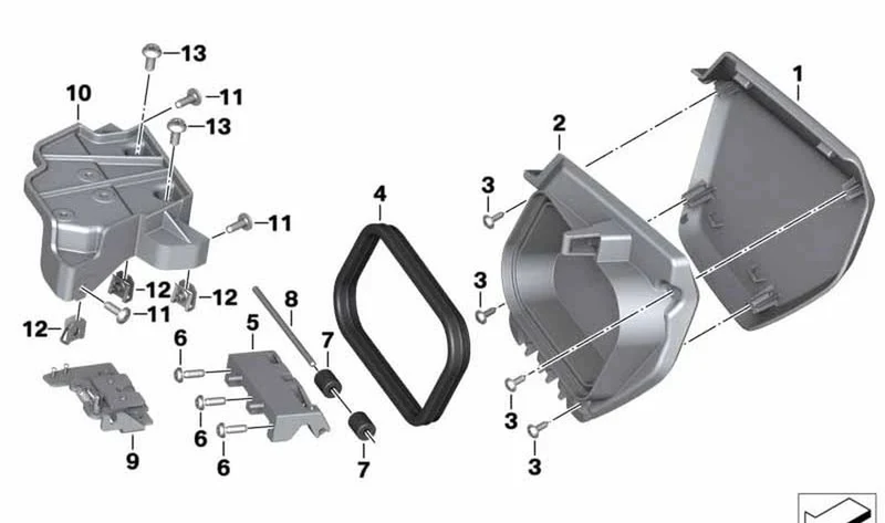 Junta compartimento portaobjetos OEM 46639457169 para motos BMW C 400 GT, C 400 X. Original BMW Motorrad.