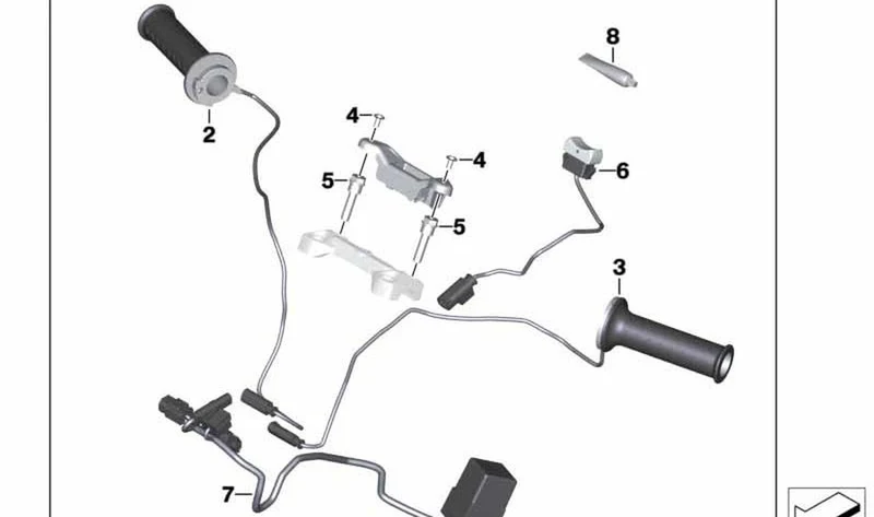 Tronco de cables para puños calefactables OEM 61128414939 para motos BMW G 310 GS, G 310 R. Original BMW Motorrad.