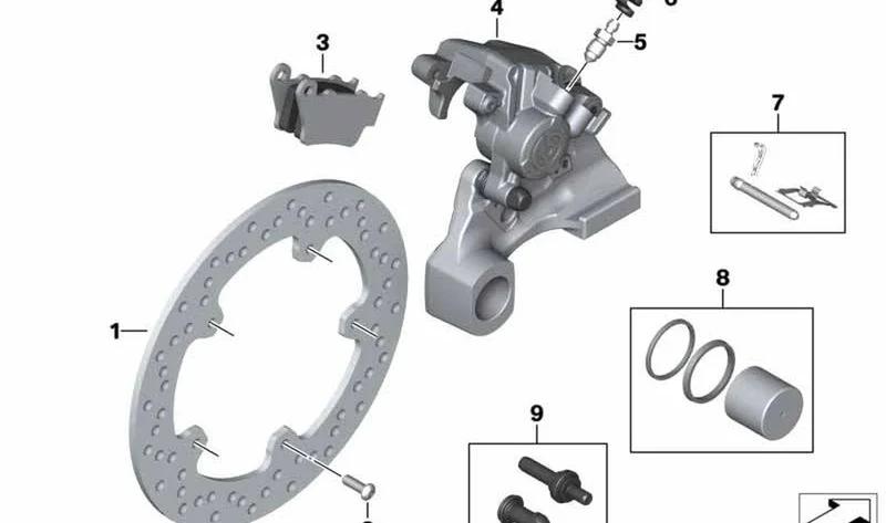 Pinza de freno trasera OEM 34218860555 para motos BMW S 1000 R, S 1000 RR... y más. Original BMW Motorrad.
