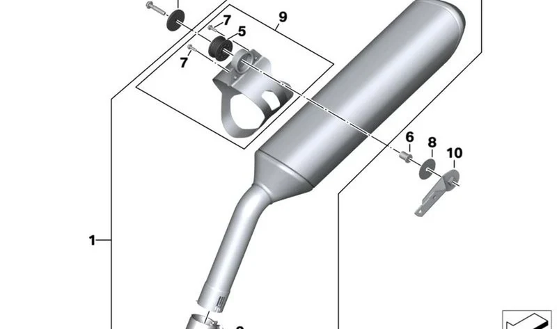 Soporte silenciador final OEM 18519899006 para motos BMW F 750 GS, F 850 GS, F 850 GS Adventure... y más. Original BMW Motorrad.