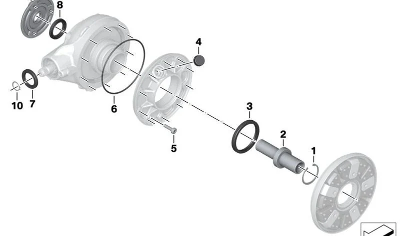 Tubo distanciador con cojinete de goma OEM 33749443562 para motos BMW R 18, R 18 Classic, R 18 Roctane, R 18 B... y más. Original BMW Motorrad.