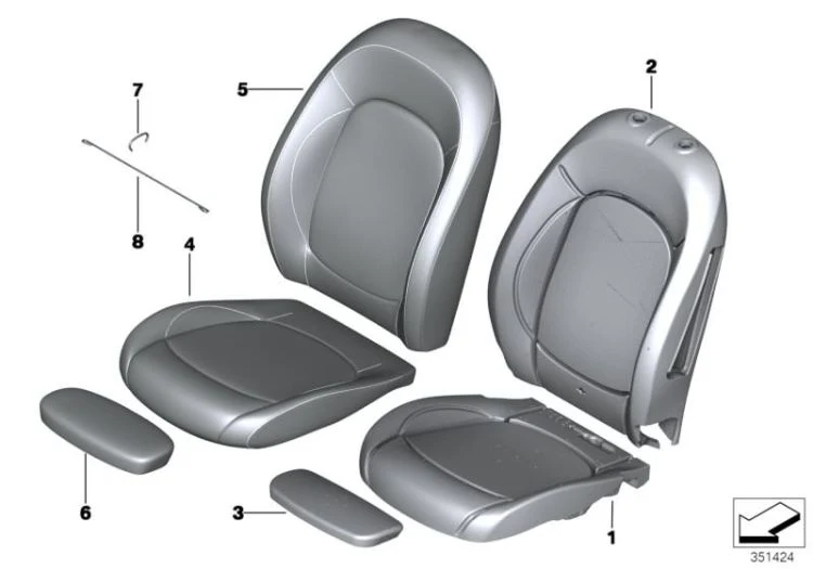 Funda respaldo deportivo cuero derecho OEM 52107941060 para MINI F55 Cooper y más. Original MINI.