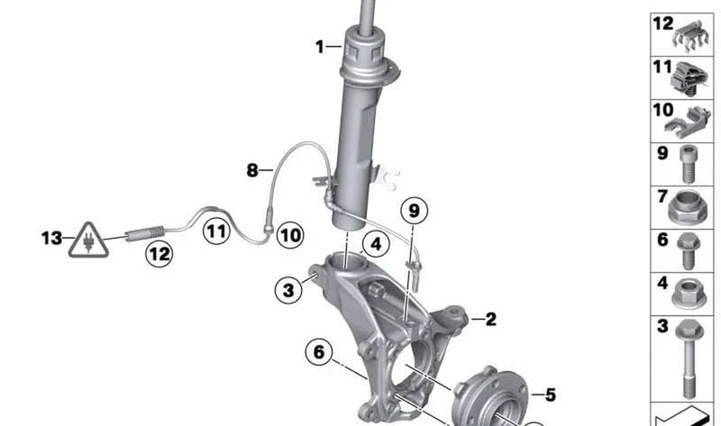 Muelle-amortiguador delantero derecho OEM 31309813656 para MINI Countryman R60, Paceman R61. Original MINI.
